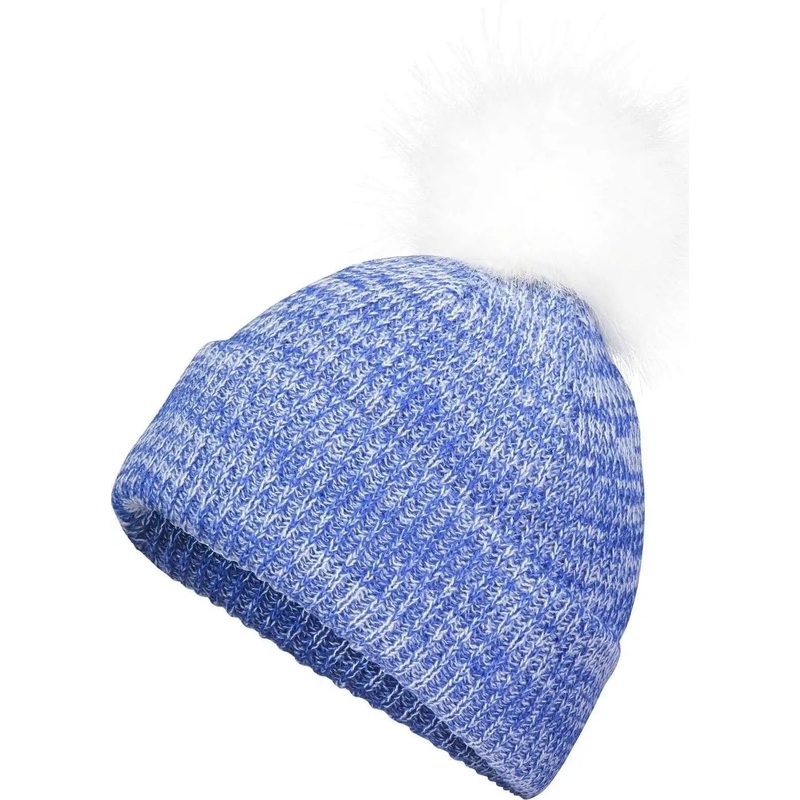Pacific Headwear P604K Faux Fur Pom Beanie – Royal White