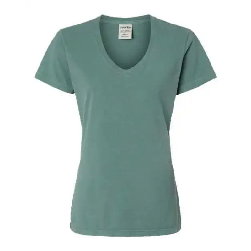 Comfortwash GDH125 Garment-Dyed Women’s V-Neck T-Shirt – Cypress Green