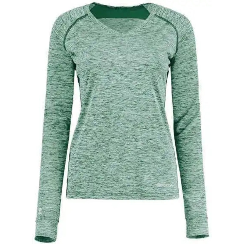 Holloway 222770 Women’s Electrify CoolCore Long Sleeve V-Neck T-Shirt – Dark Green Heather