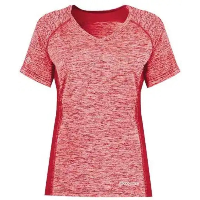 Holloway 222771 Women’s Electrify CoolCore V-Neck T-Shirt – Scarlet Heather