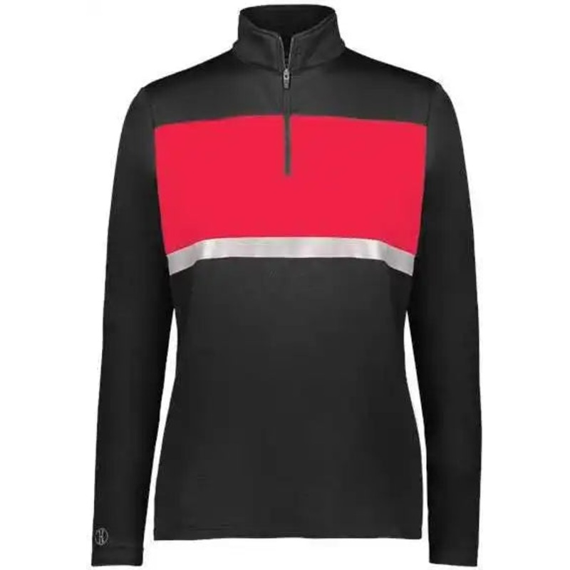Holloway 222791 Women’s Prism Bold Quarter-Zip Pullover – Black Scarlet