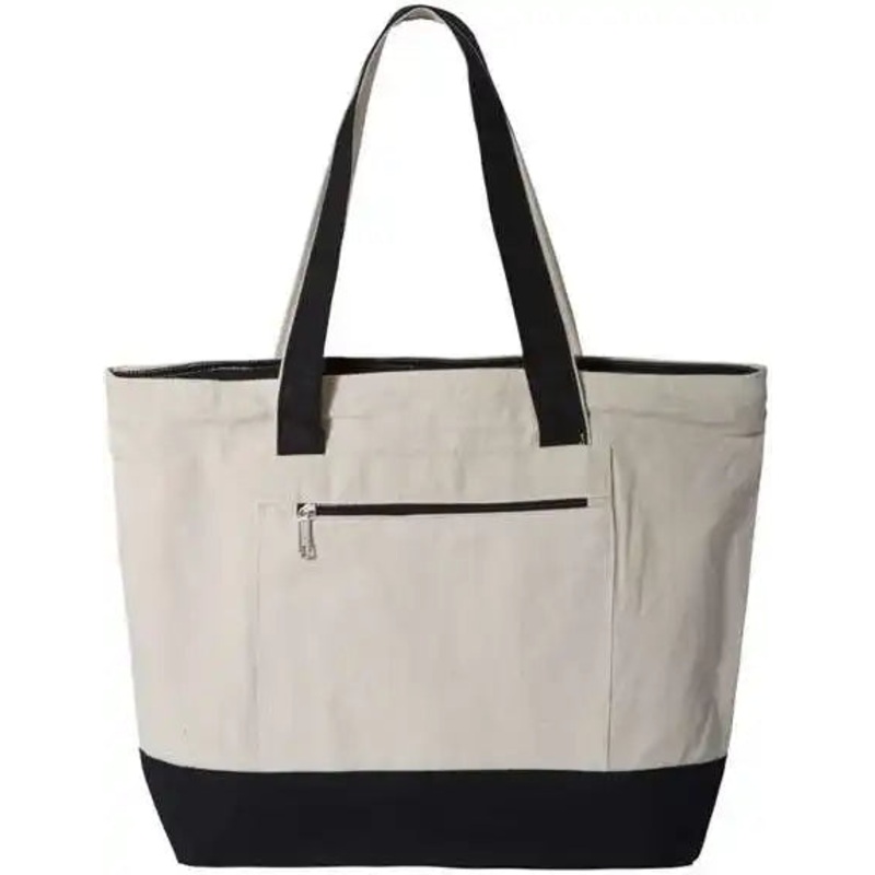 Q-Tees Q1300 19L Zippered Tote – Natural Black