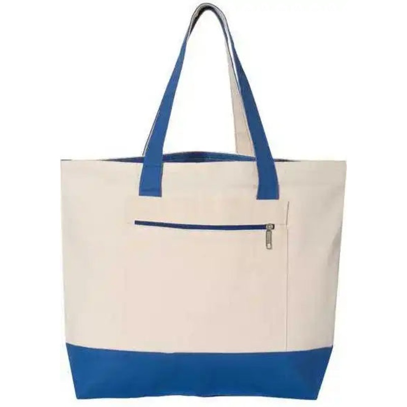 Q-Tees Q1300 19L Zippered Tote – Natural Royal