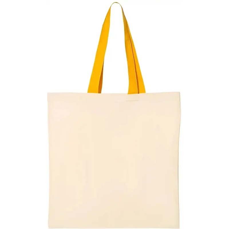 Q-Tees QTB6000 Economical Tote with Contrast-Color Handles – Natural Gold