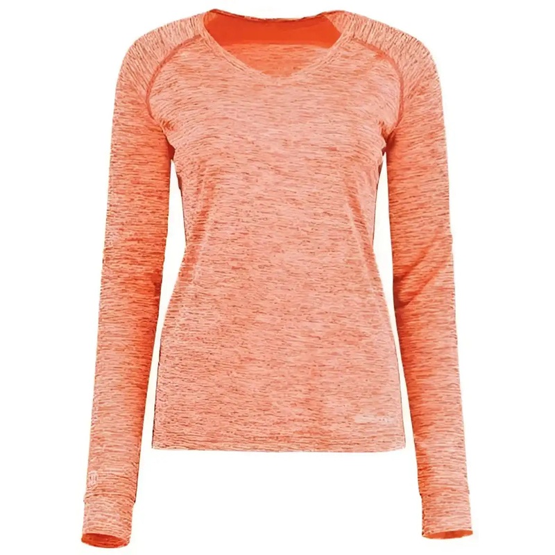 Holloway 222770 Women’s Electrify CoolCore Long Sleeve V-Neck T-Shirt – Orange Heather