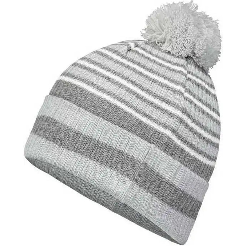 Holloway 223815 8 1/2 Spirit Pom Beanie – Silver Heather Gray White