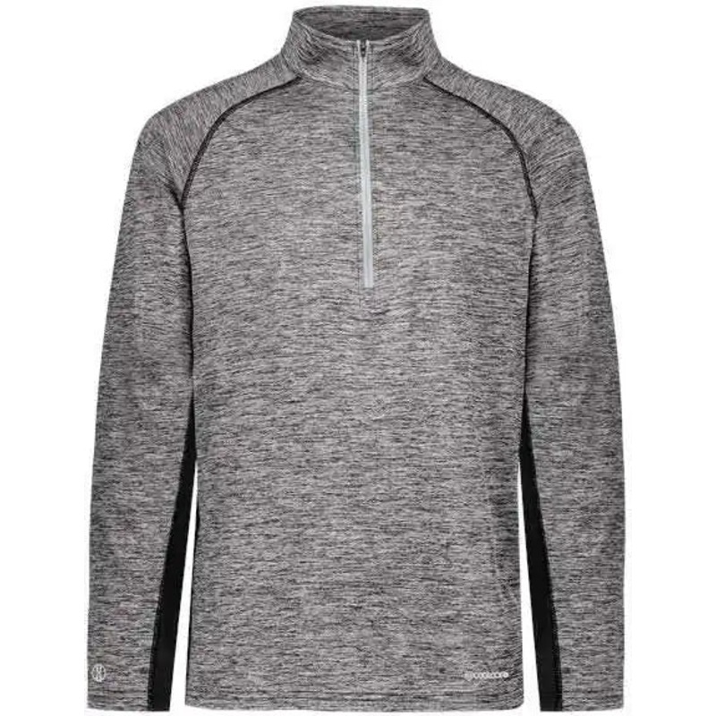 Holloway 222674 Youth Electrify CoolCore Quarter-Zip Pullover – Black Heather
