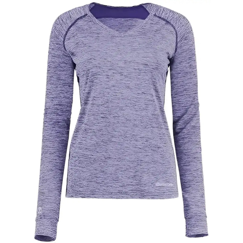Holloway 222770 Women’s Electrify CoolCore Long Sleeve V-Neck T-Shirt – Purple Heather