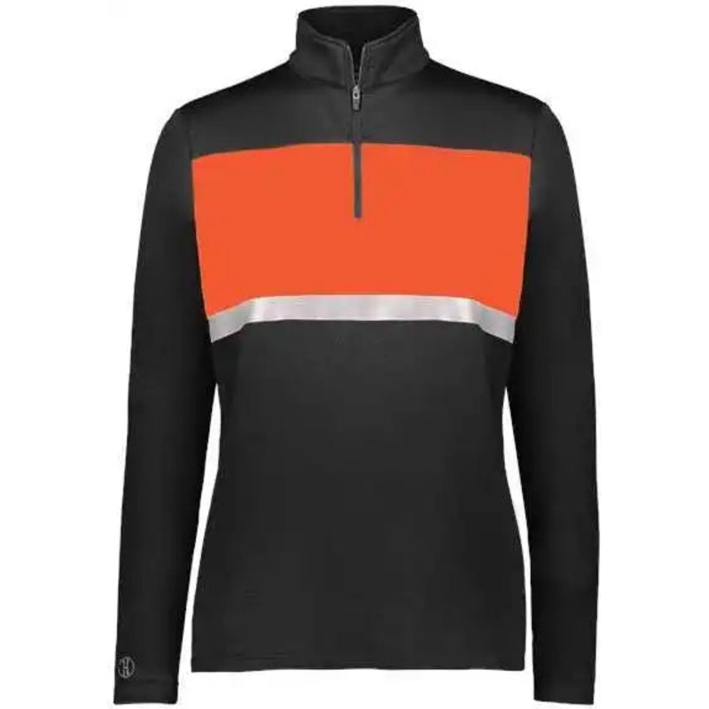 Holloway 222791 Women’s Prism Bold Quarter-Zip Pullover – Black Orange