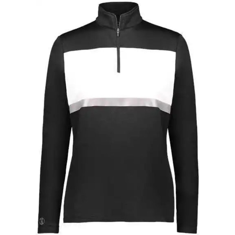 Holloway 222791 Women’s Prism Bold Quarter-Zip Pullover – Black White