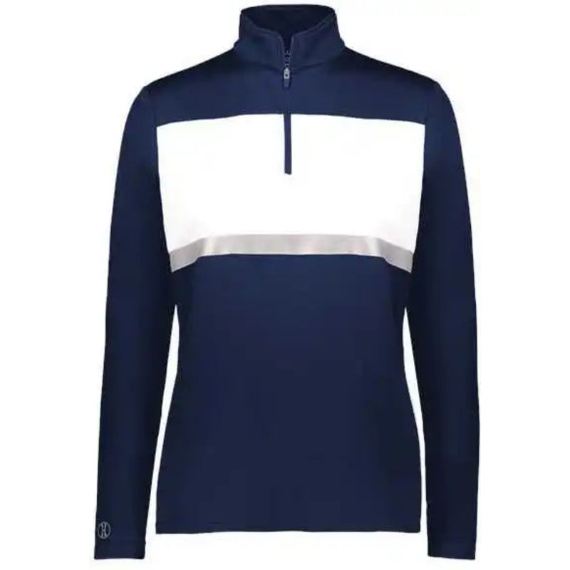 Holloway 222791 Women’s Prism Bold Quarter-Zip Pullover – Navy White