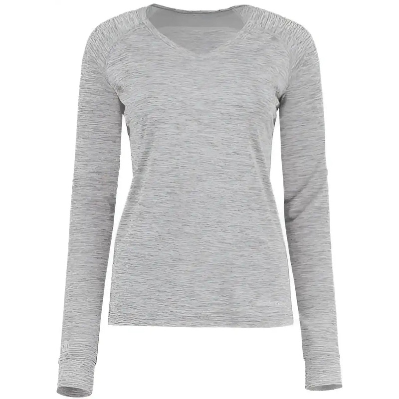 Holloway 222770 Women’s Electrify CoolCore Long Sleeve V-Neck T-Shirt – Athletic Gray Heather