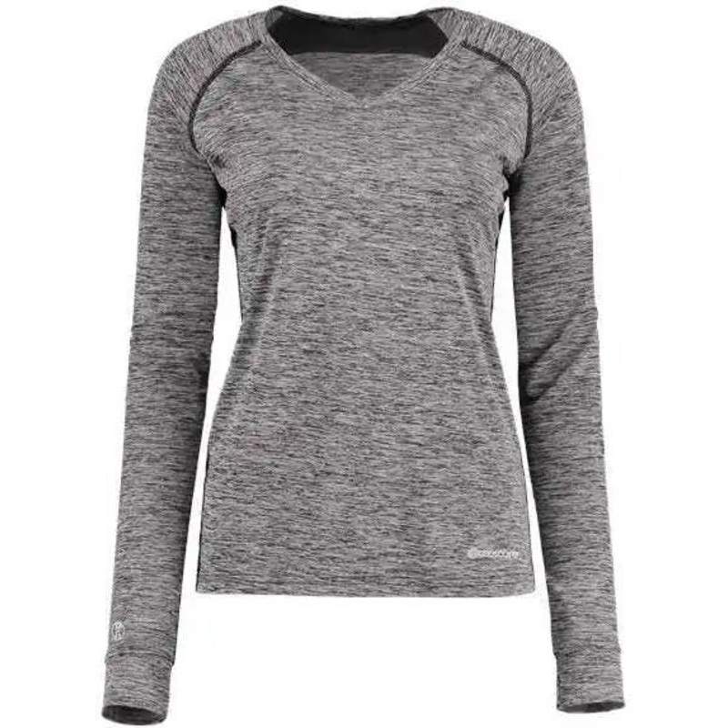 Holloway 222770 Women’s Electrify CoolCore Long Sleeve V-Neck T-Shirt – Black Heather
