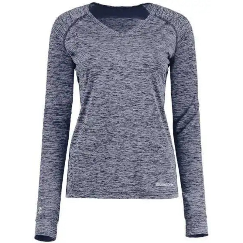 Holloway 222770 Women’s Electrify CoolCore Long Sleeve V-Neck T-Shirt – Navy Heather