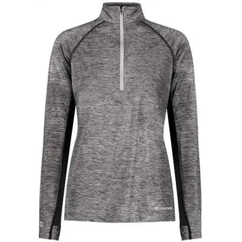 Holloway 222774 Women’s Electrify CoolCore Quarter-Zip Pullover – Black Heather