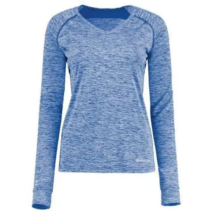 Holloway 222770 Women’s Electrify CoolCore Long Sleeve V-Neck T-Shirt – Royal Heather