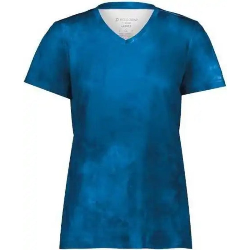 Holloway 222796 Women’s Cotton-Touch Cloud V-Neck T-Shirt – Royal Cloud Print