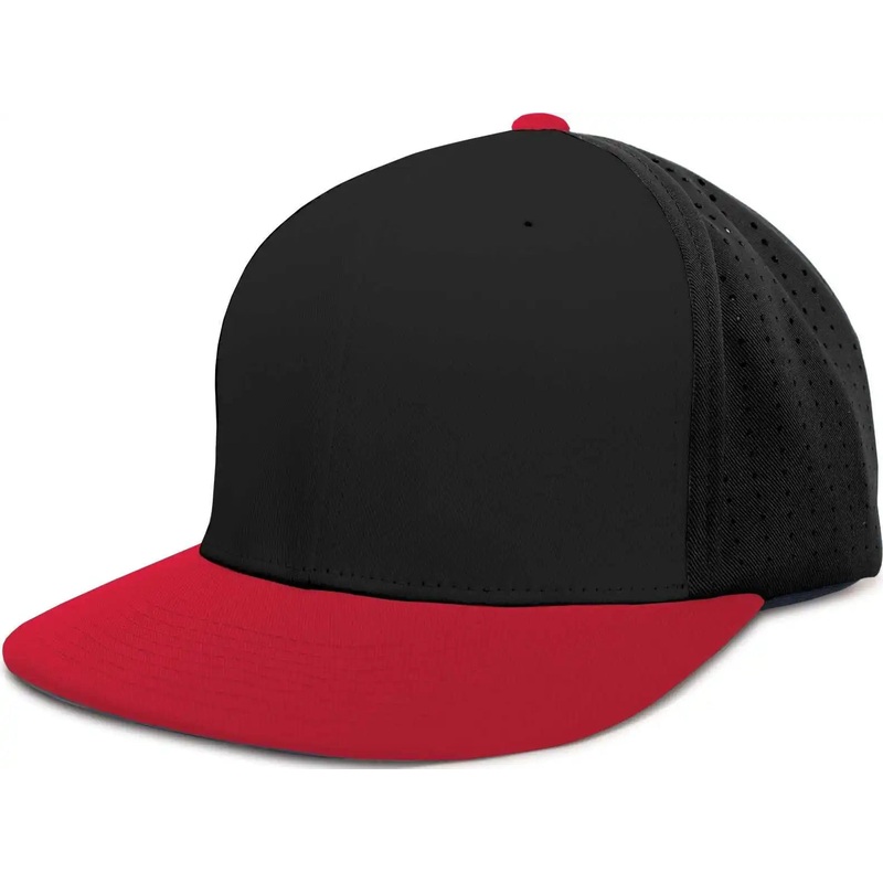 Pacific Headwear ES474 Perforated F3 Performance Flexfit Cap – Black Red