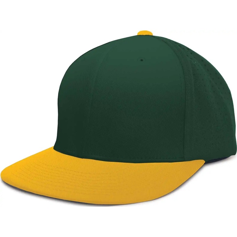 Pacific Headwear ES474 Perforated F3 Performance Flexfit Cap – Dark Green Gold