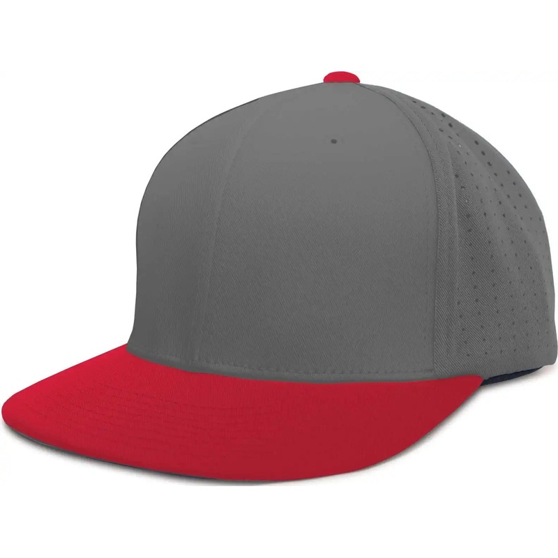 Pacific Headwear ES474 Perforated F3 Performance Flexfit Cap – Graphite Red