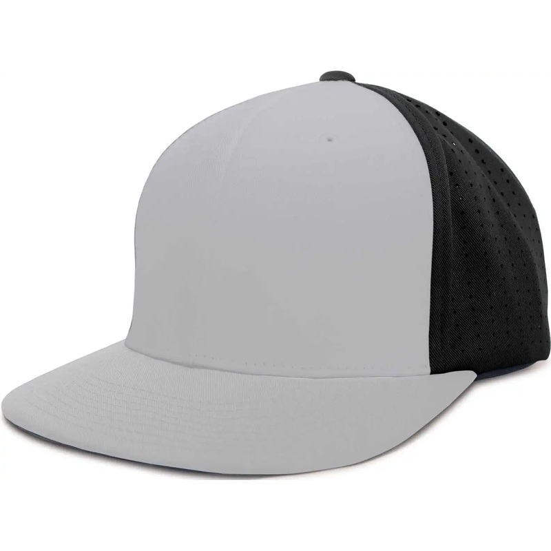 Pacific Headwear ES474 Perforated F3 Performance Flexfit Cap – Silver Black Silver