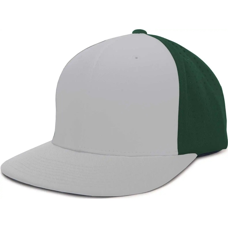 Pacific Headwear ES474 Perforated F3 Performance Flexfit Cap – Silver Dark Green Silver