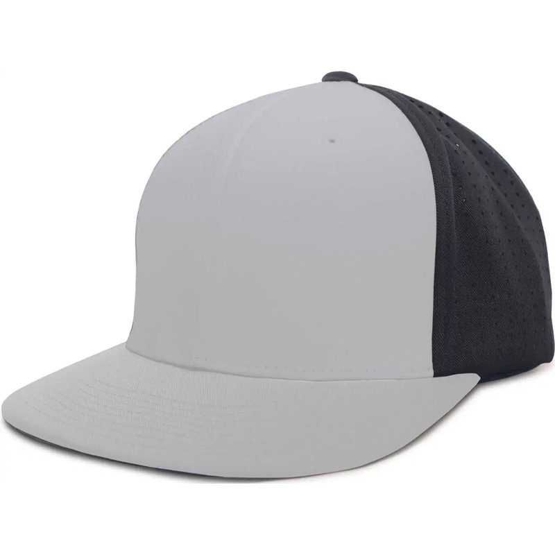 Pacific Headwear ES474 Perforated F3 Performance Flexfit Cap – Silver Navy Silver