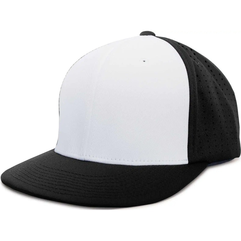 Pacific Headwear ES474 Perforated F3 Performance Flexfit Cap – White Black Black