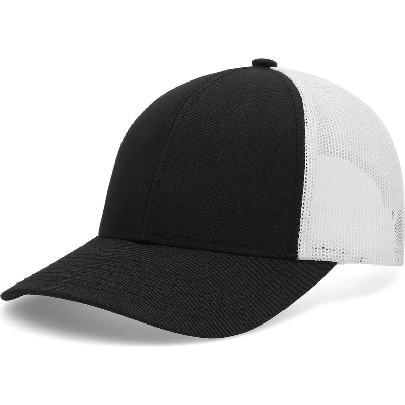 Pacific Headwear P114 Low-Pro Trucker Cap – Black White Black