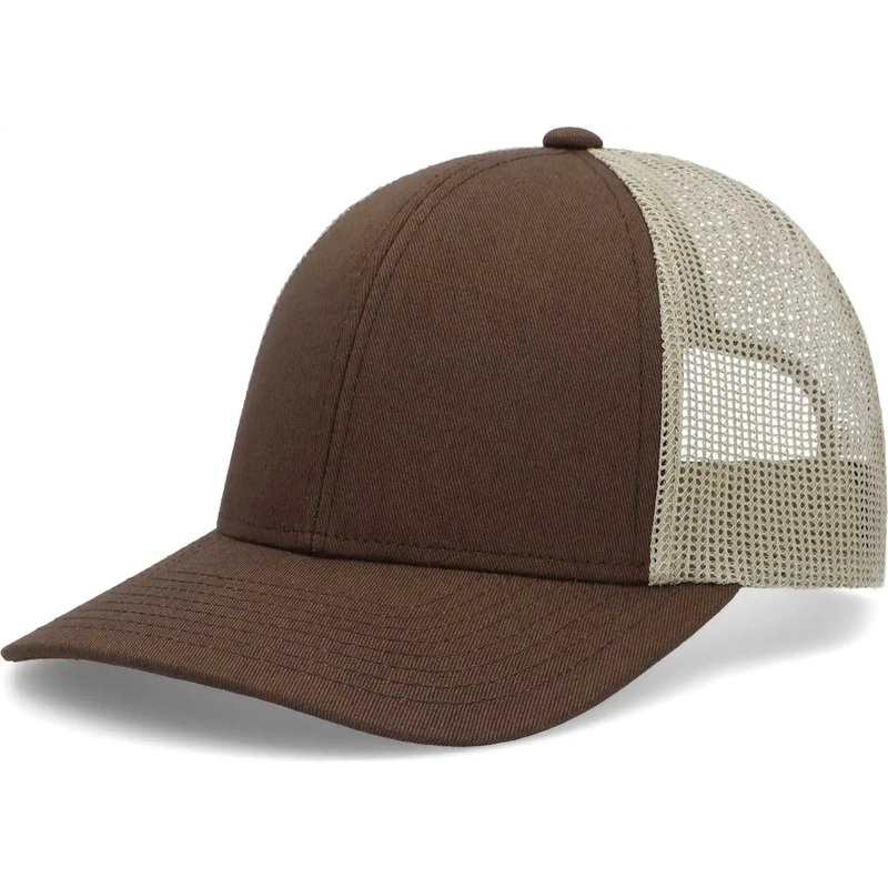 Pacific Headwear P114 Low-Pro Trucker Cap – Brown Khaki Brown