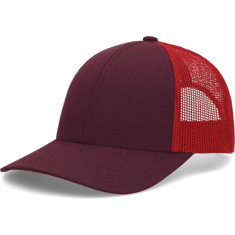 Pacific Headwear P114 Low-Pro Trucker Cap – Maroon Red Maroon