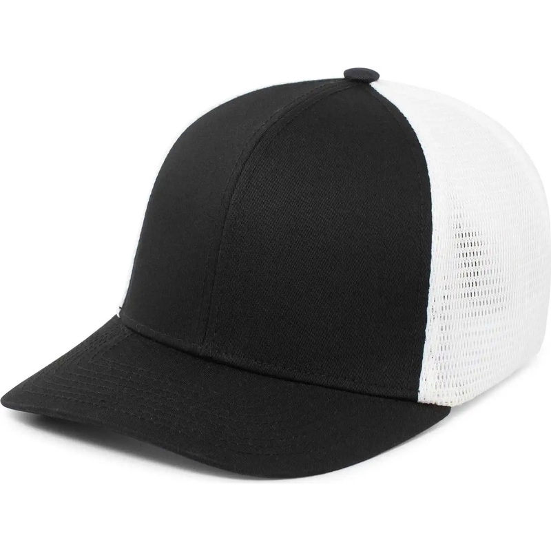 Pacific Headwear P401 Fusion Trucker Cap – Black White Black