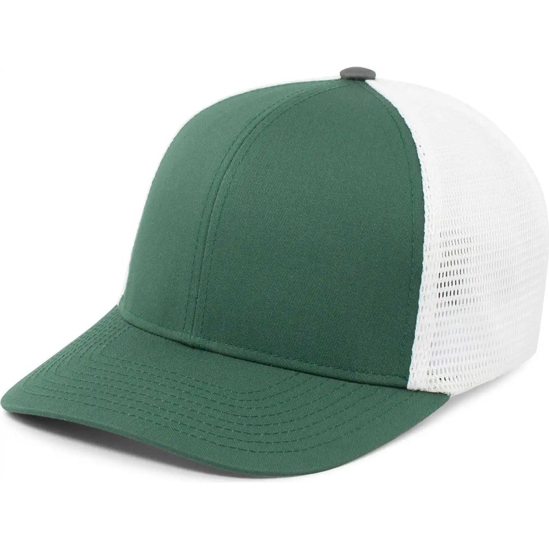 Pacific Headwear P401 Fusion Trucker Cap – Dark Green White Dark Green