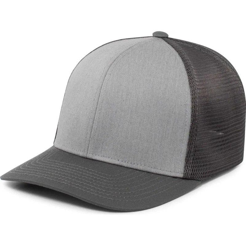 Pacific Headwear P401 Fusion Trucker Cap – Heather Grey Lt Charcoal Lt Charcoal