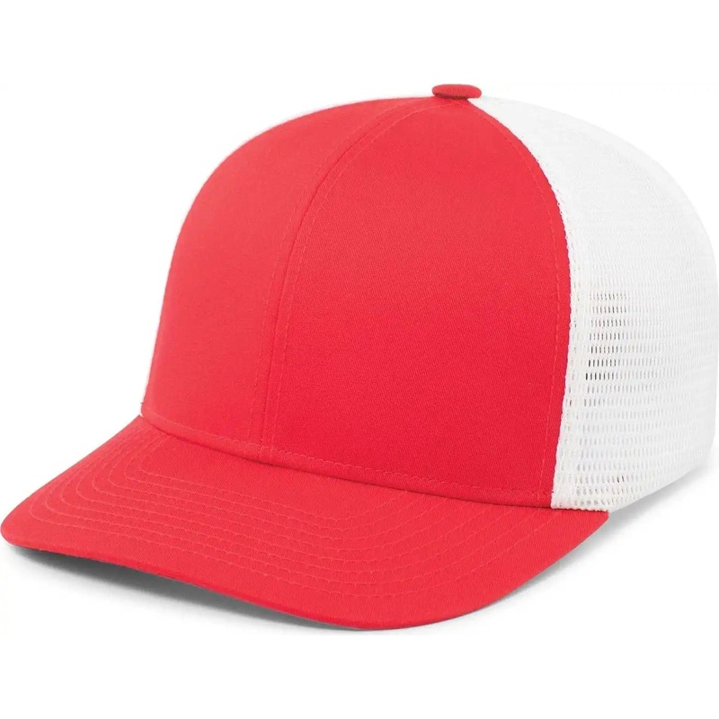 Pacific Headwear P401 Fusion Trucker Cap – Red White Red