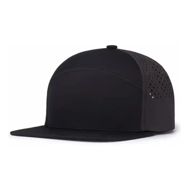 Pacific Headwear P788 Perforated 6-Panel Arch Cap – Black Charcoal Black