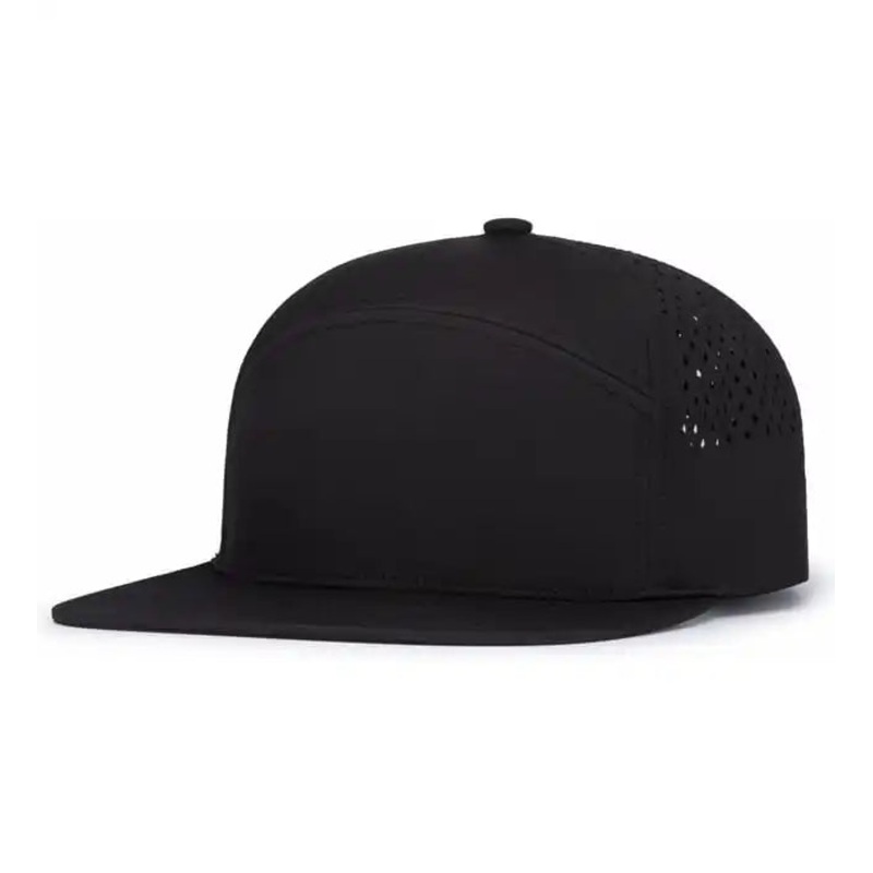 Pacific Headwear P788 Perforated 6-Panel Arch Cap – Black