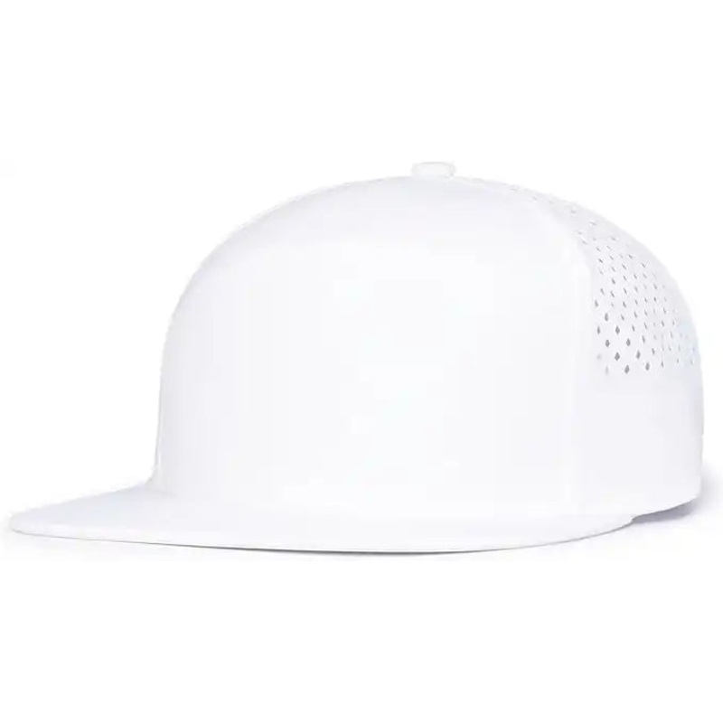 Pacific Headwear P788 Perforated 6-Panel Arch Cap – White