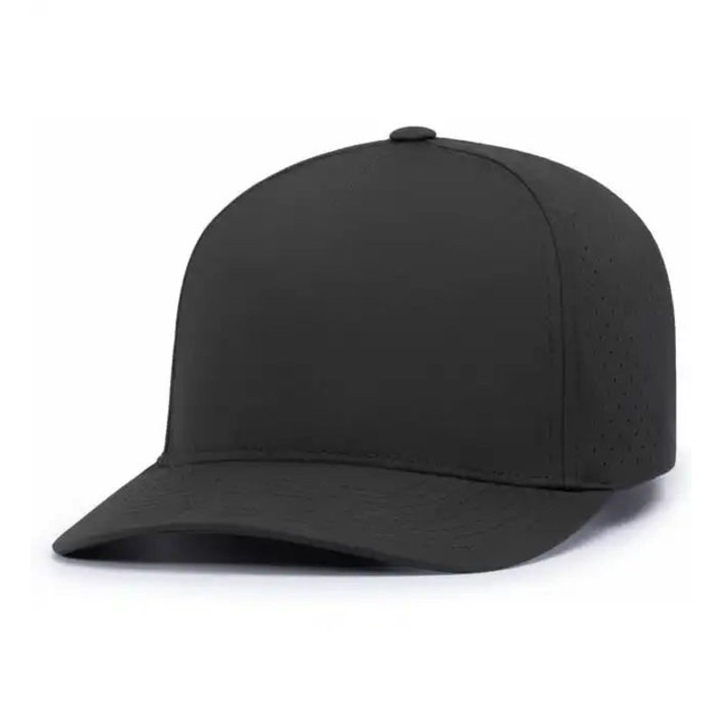 Pacific Headwear P424 Weekender Perforated Snapback Cap – Black