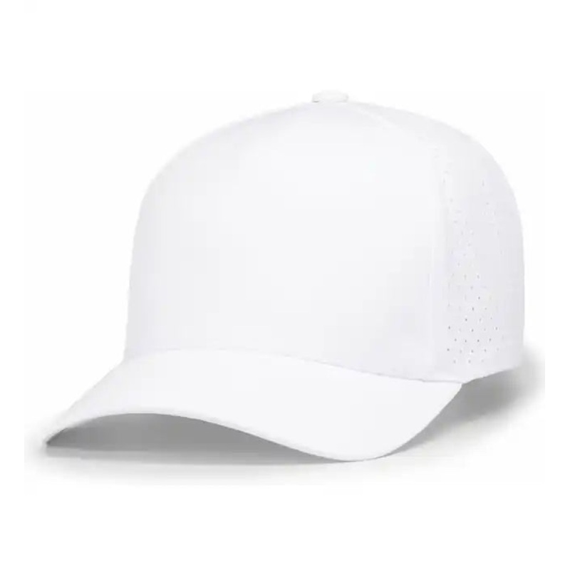 Pacific Headwear P424 Weekender Perforated Snapback Cap – White