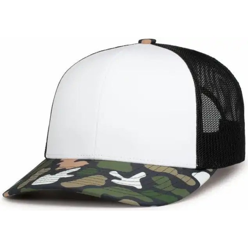Pacific Headwear P686 Duck Camo Trucker Snapback Cap – White Lt Charcoal Bayou