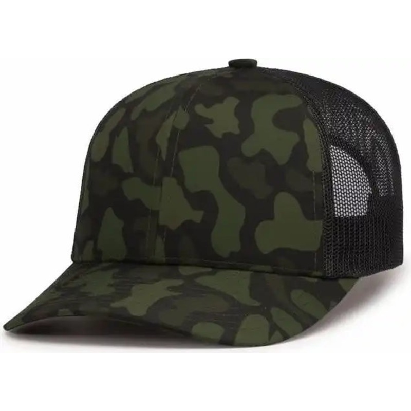 Pacific Headwear P686 Duck Camo Trucker Snapback Cap – Woodland Lt Charcoal Woodland