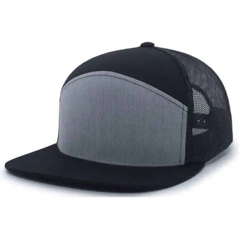 Pacific Headwear P787 6-Panel Arch Trucker Snapback Cap – Black Heather Gray