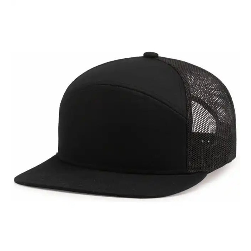 Pacific Headwear P787 6-Panel Arch Trucker Snapback Cap – Black