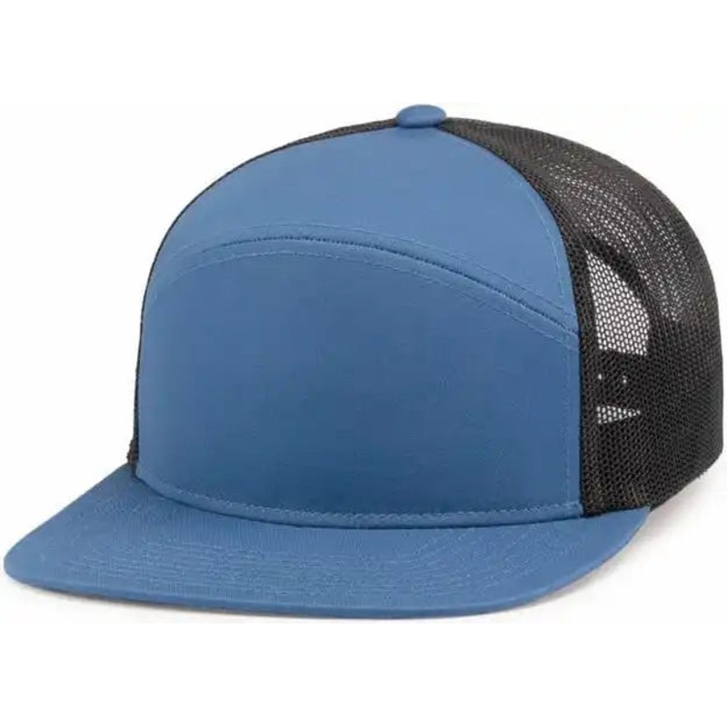 Pacific Headwear P787 6-Panel Arch Trucker Snapback Cap – Ocean Blue Lt Charcoal Ocean Blue