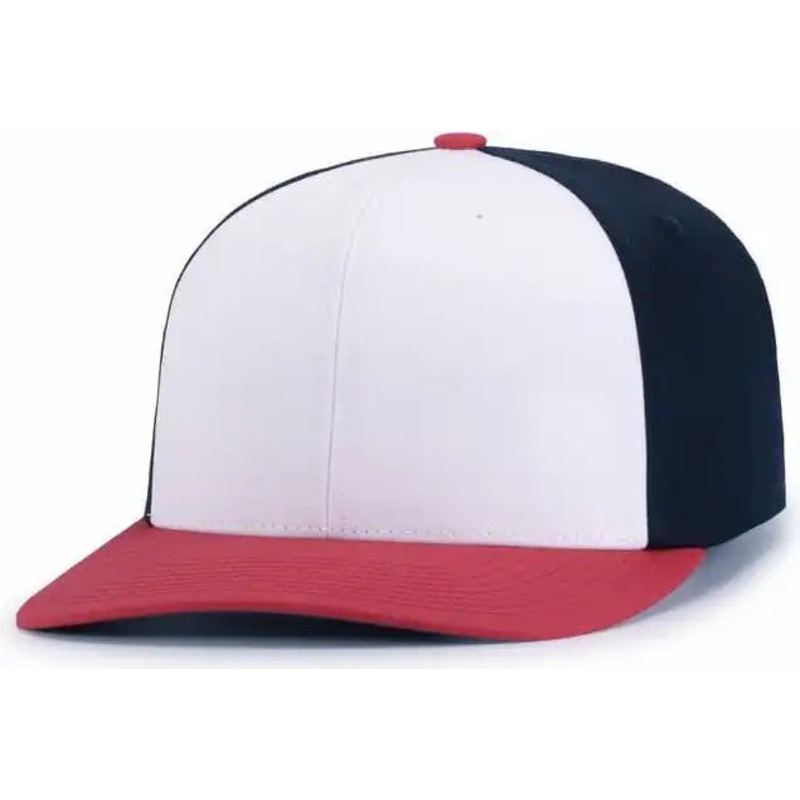 Pacific Headwear P322 Poly/Cotton Snapback Cap – White Navy Red