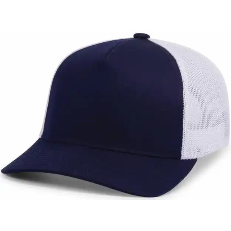Pacific Headwear 105C 5-Panel Trucker Snapback Cap – True Navy White True Navy