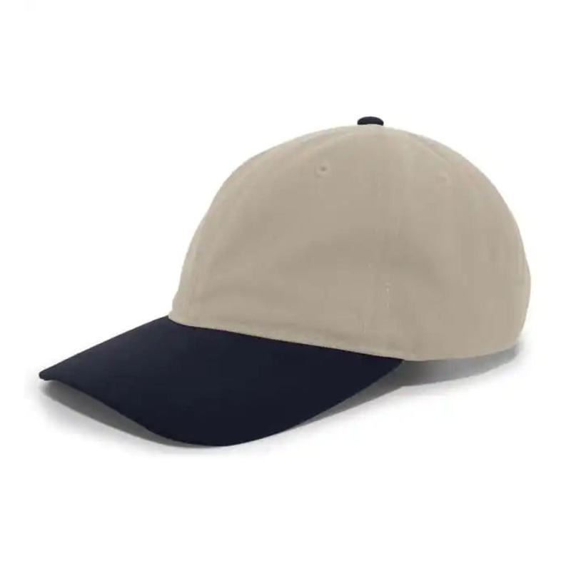Pacific Headwear 201C Brushed Cotton Twill Buckle Strap Adjustable Cap – Khaki Navy