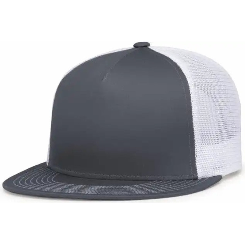 Pacific Headwear 4D7 D-Series 5-Panel Trucker Snapback Cap – Graphite White Graphite