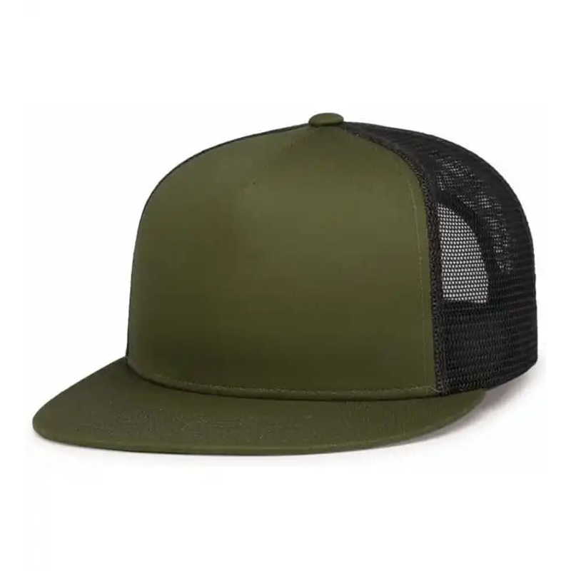 Pacific Headwear 4D7 D-Series 5-Panel Trucker Snapback Cap – Moss Lt Charcoal Moss